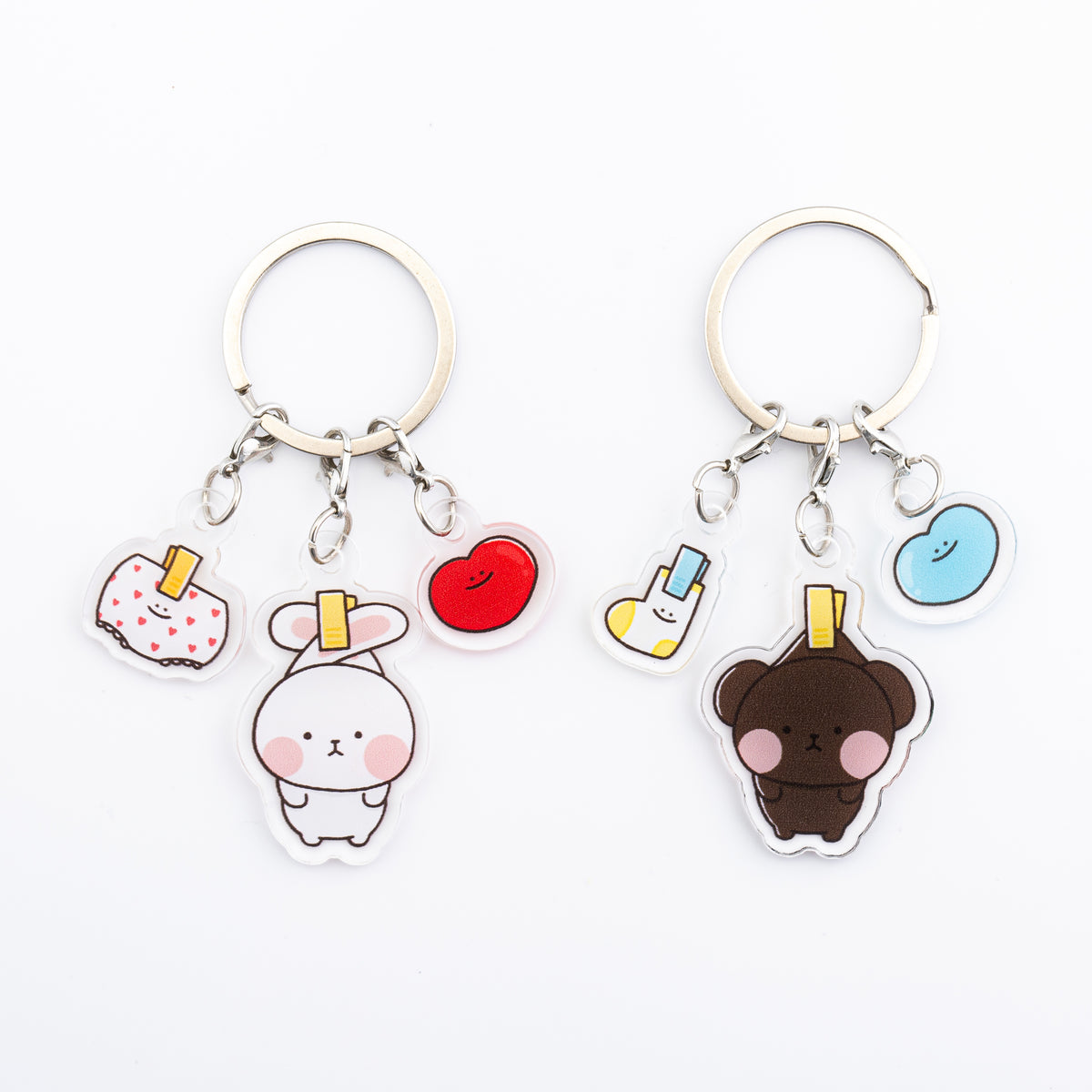 うさちょの3連アクリルキーホルダー（洗濯物ver.）